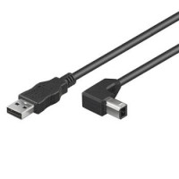 PremiumCord Kabel USB 2.0, A-B, 2m se zahnutým USB-B konektorem 90° (8592220010553)
