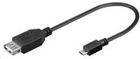Redukce PremiumCord USB A(F) - micro USB (M) OTG, 0,2m, černý 