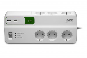 APC Essential SurgeArrest 6 outlets mit 5V, 2.4A 2 port USB charger, 230V německé zásuvky