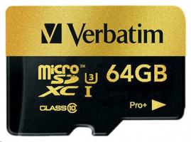 Verbatim PRO+ - Pametová karta flash - 64 GB - UHS Class 3 / Class10 - microSDHC