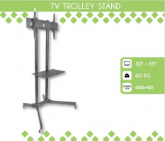 Techly mobilní stojan pro TV LCD/LED/Plazma 30"-65" 60kg VESA, sklopný, police