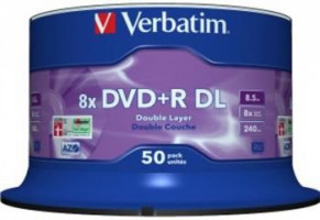 DVD+R DL Verbatim [ spindle 50 | 8,5GB | 8x | matt stříbrná barva surface ]