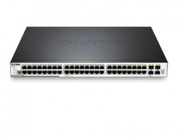 D-Link 48-port 10/100/1000 Layer 2 Stackable Managed PoE Gigabit Switch including 4-port Combo 1000BaseT/SFP with Stand