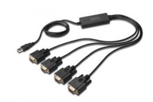 Digitus převodník USB 2.0 na 4x sériový port, RS232, DSUB 9M, 1,5m